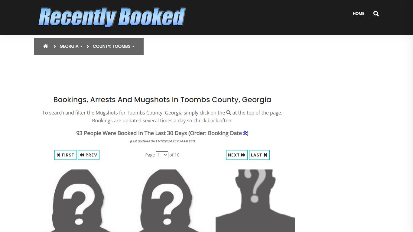 Bookings, Arrests and Mugshots in Toombs County, Georgia - Recently Booked