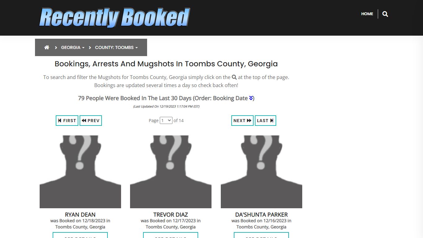 Recent bookings, Arrests, Mugshots in Toombs County, Georgia