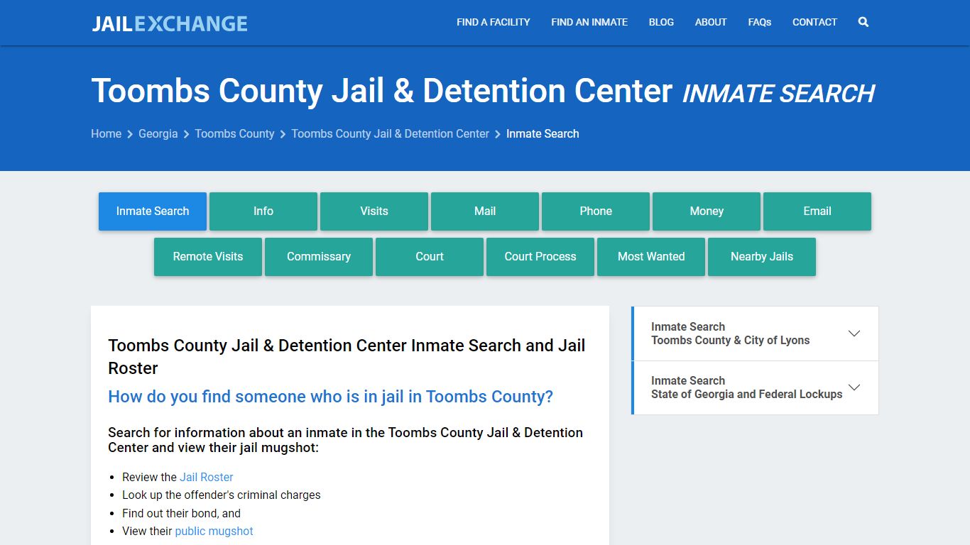 Toombs County Jail & Detention Center Inmate Search